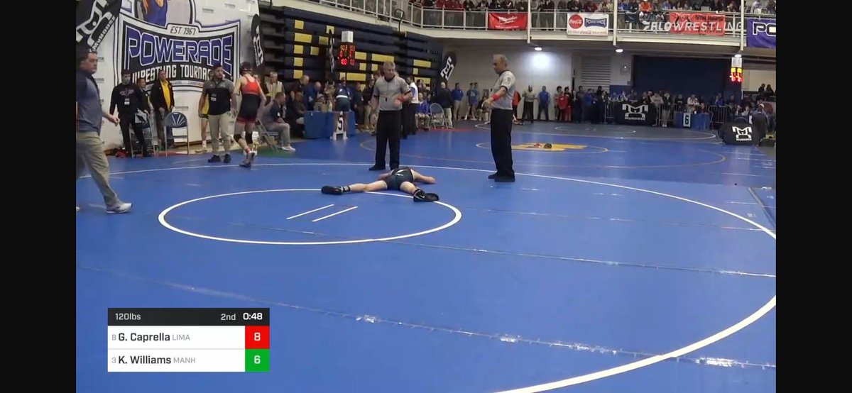 LCCWrestling's tweet photo. Caprella advances to the semis with a win 10-6 “default” win - #BrokeEm https://t.co/nEVsLERHvy