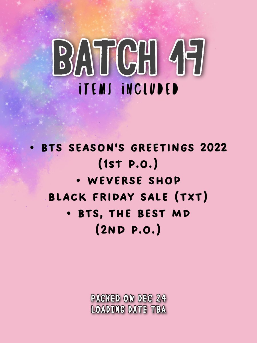 seoulinluv_ph's tweet photo. RE : BATCH 17 π¦
Hi, everyone! Batch 17 tab has been updated. Pls check the master list to know if your order code is included.
Thank you! π
#SiLPHUpdate https://t.co/A23mWPttkq