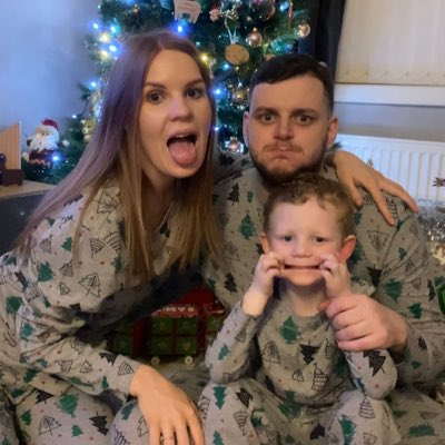 MasterM57803291's tweet photo. The yearly matching Christmas jammies. Will be 4 of us by next Christmas. Only way sam will take a photo with us is with silly faces.

AOE2 streams return 2nd of January #babyonboard 
#familychristmas #NewProfilePic https://t.co/sGBbjg04mT