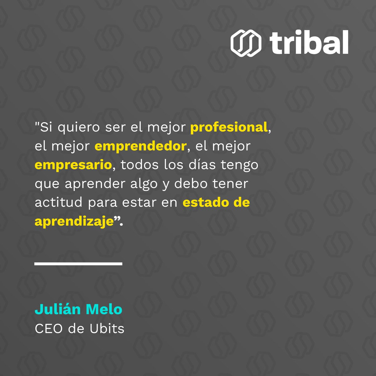 TribalCredit's tweet photo. Julián Melo, CEO de @Ubitsco, hace énfasis en que el aprendizaje continuo es fundamental para todos los empresarios y profesionales.
#TribalCredit #Ubits https://t.co/bustlv0wvZ