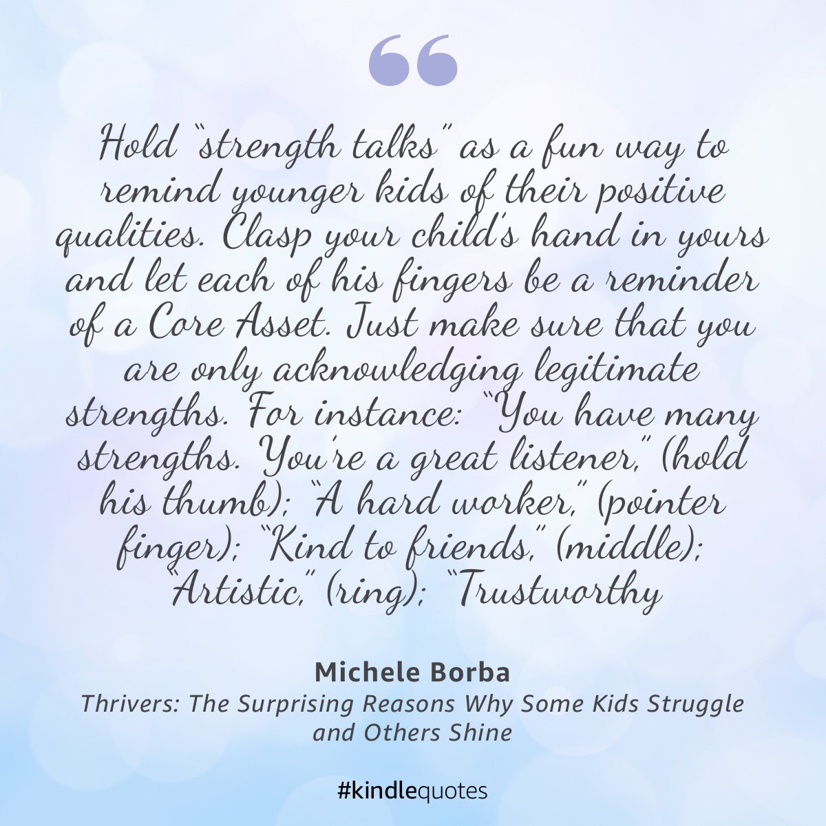 FYI: Studies find that we fixate more on our kids’ deficits instead of their assets. Strengths are the areas where kids have most potential for greatness. &amp; they rely on their strengths—not weaknesses—to bounce back from adversity. #thrivers #parenting