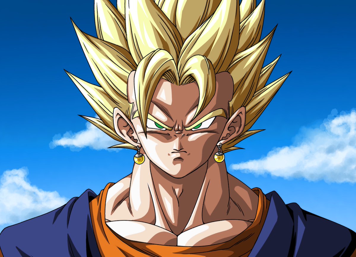 1boy super saiyan male focus jewelry earrings solo blonde hair  illustration images