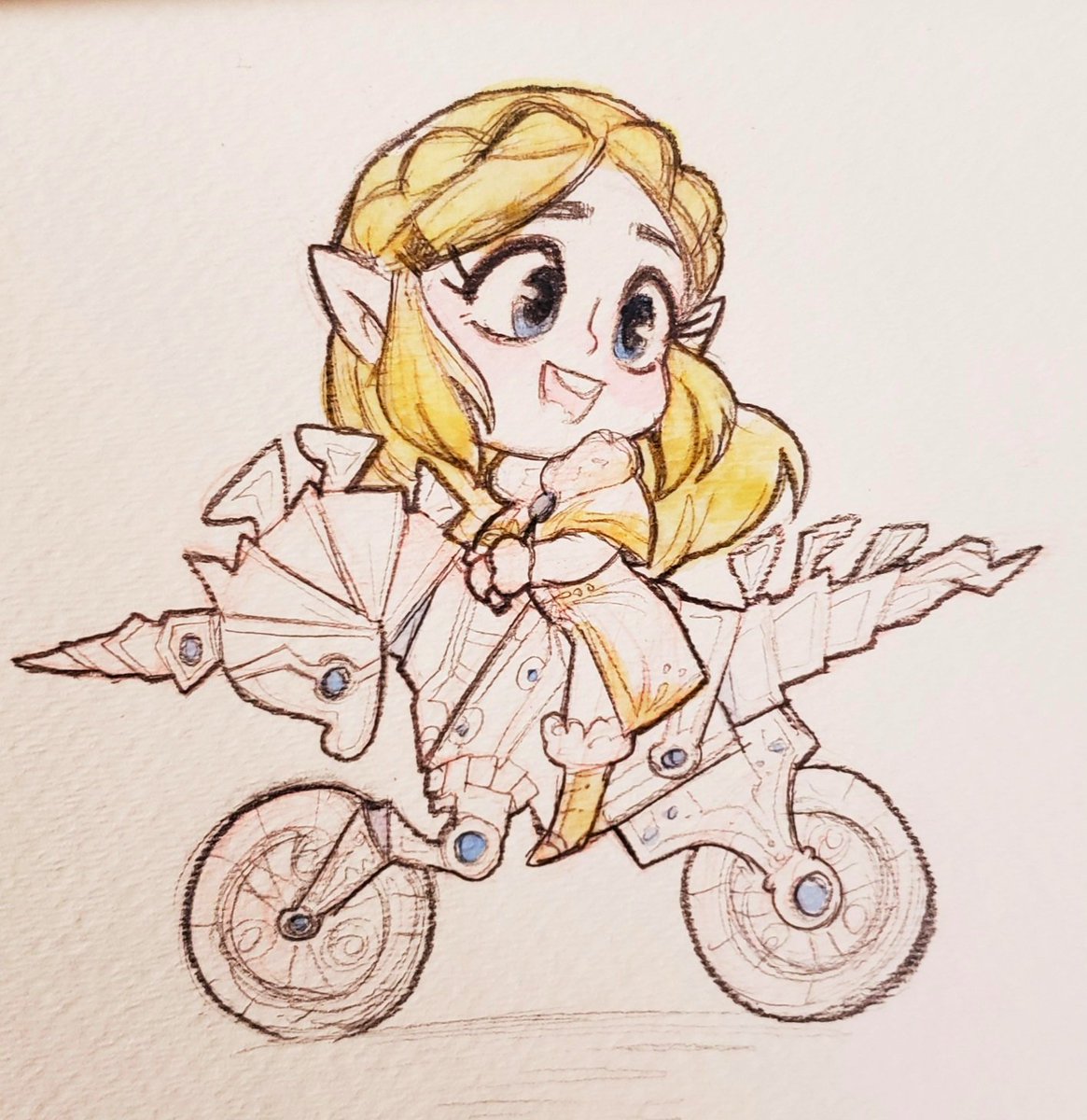 LovelySundaes's tweet photo. I'm obsessed with #hyrulewarriors and the fact that Zelda gets to ride the magic motorcycle as a weapon!!
#zelda https://t.co/rVQDNT8X6R
