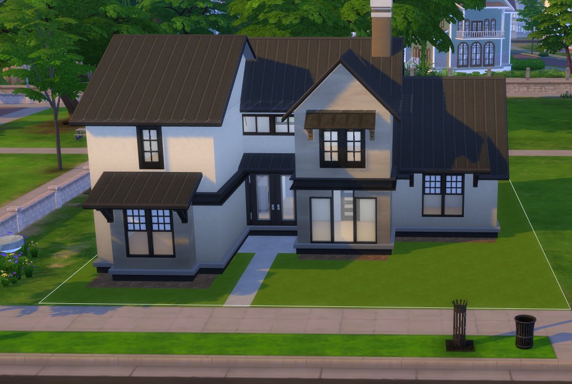 NoobsieGames's tweet photo. Started my next speed build! Found a bit of inspo from this house on Pinterest. Mine ended up a bit bigger I'd say lol I ditched the garage as well. I can't wait to finish it. Most likely will be a no CC build. @SimsCreatorsCom #sims4 #showusyourbuilds #SimsWIP https://t.co/YwF8ZuHQVL