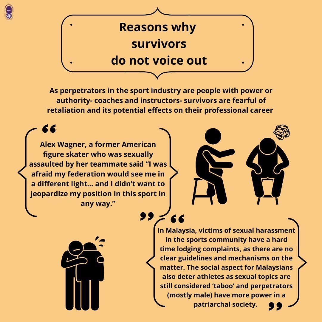 AWAMMalaysia's tweet photo. In many industries including sports, abuse of power and sexual harassment go hand in hand, so do safety and sports. Moving forward, the only win-win solution for athletes and sports associations would be to stop protecting perpetrators, including those in power #EqualforBetter https://t.co/TEchzFszmg