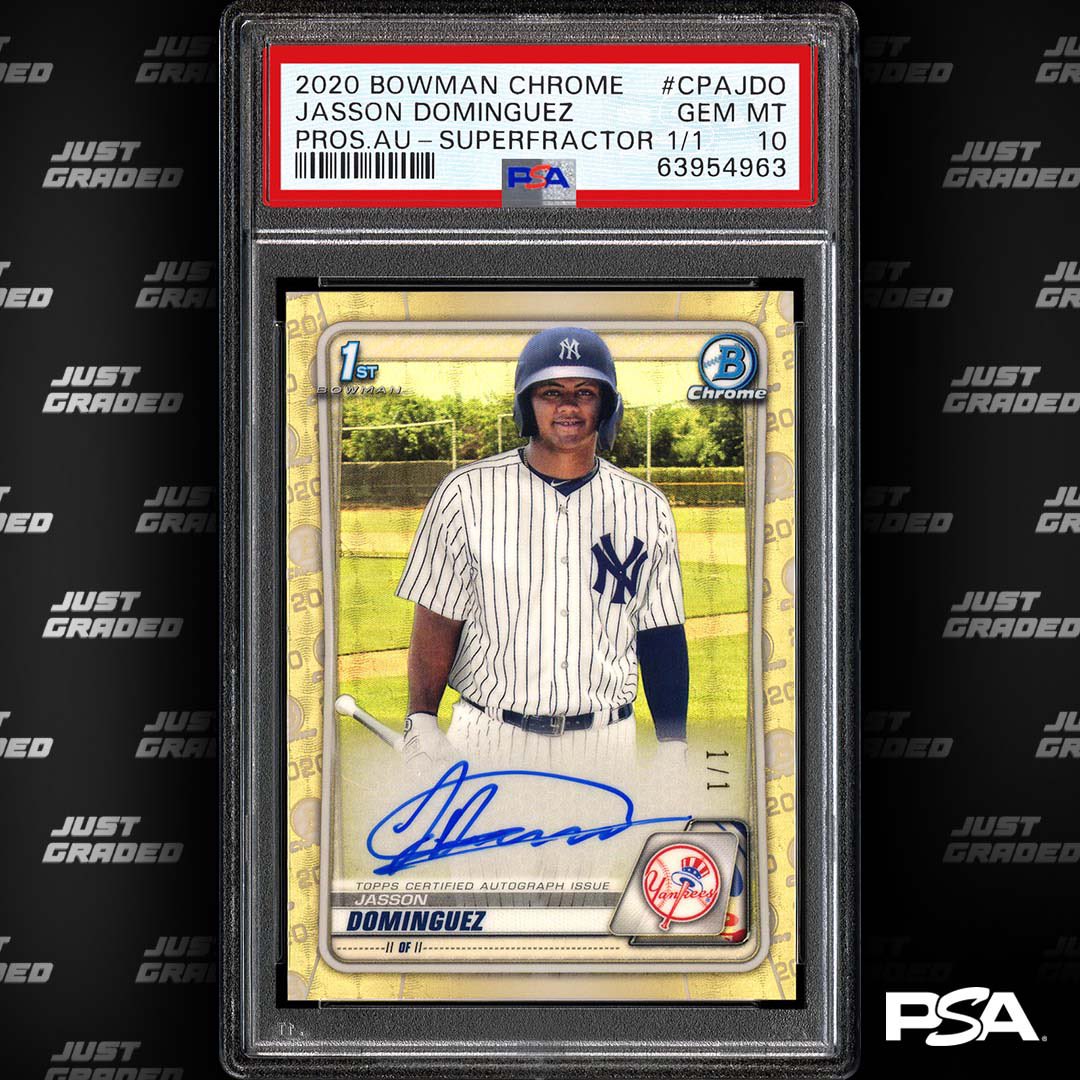 PSAcard on X: Is this THE most significant single baseball card produced  in 2020? ✓ The Bowman 1/1 Superfractor of Yankees teenage mega-prospect Jasson  Dominguez finally surfaced on social media just this