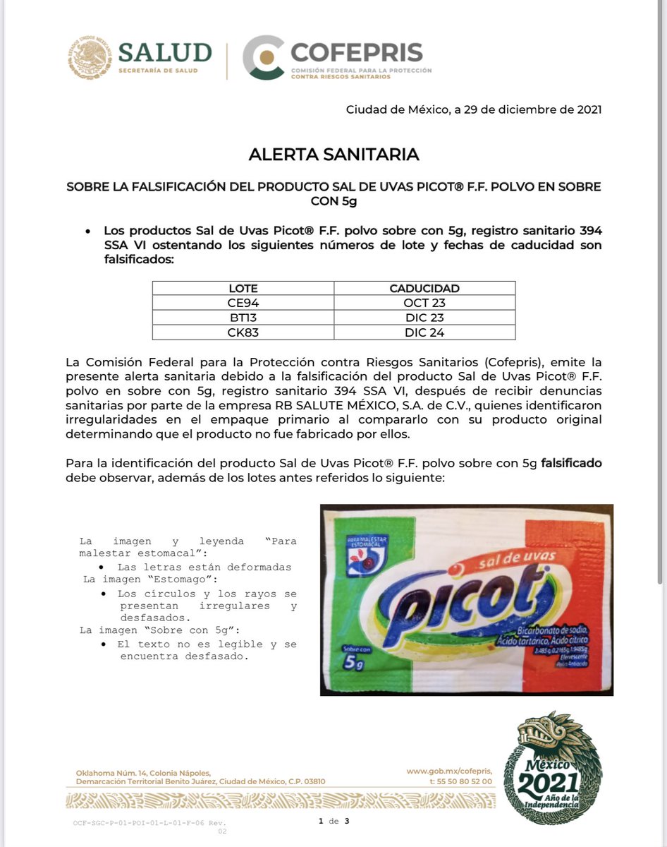 LexInformatica's tweet image. ⚠️‼️ALERTA SANITARIA @COFEPRIS ‼️⚠️

RT 🙏🏻
