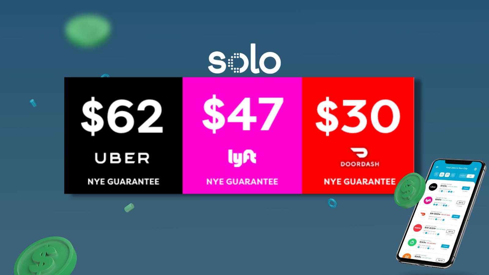 Solo on Twitter: "Make the most of your time this #NYE with Solo!🎊 Schedule your hours in the app to take advantage of highest pay guarantees in Solo history.🤑 Stay safe