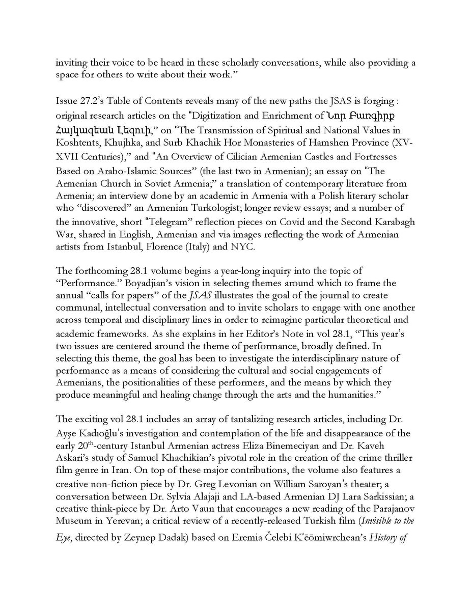 JournalArmenian's tweet photo. Here, please read about the vision for JSAS as published in the Newsletter of the @ArmenStudies https://t.co/nAP0UXJvgN
