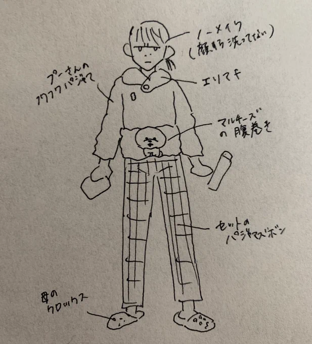 さっきこの状態で下の階のおじさんと遭遇した(死) 