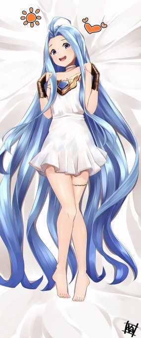 「干したてのお布団!フカフカで気持いいです～!」

ルリア抱き枕描きました。
#グラブル 