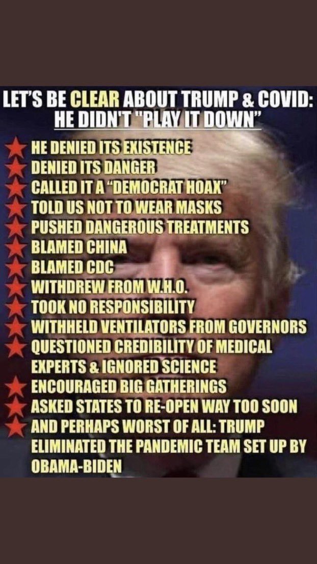 Ink8Judy's tweet photo. @MarkLNewman3 @RSBNetwork ONE PRIMARY REASON TRUMP WAS LEGITIMATELY VOTED OUT,  WAS DUE TO HIS INCOMPETENCE &amp; MISHANDLING OF COVID. 

TRUMP ALSO POLITICIZED AND (DOWNPLAYED) THE VIRUS, TO PROTECT ONLY HIMSELF, AND HIS POLITICAL POSITION. https://t.co/APqJBLi2Ms