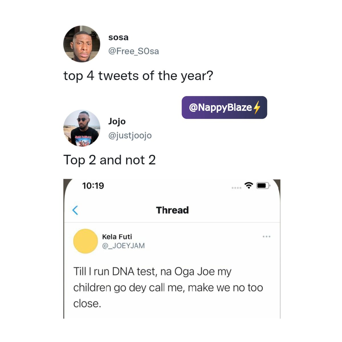 Nappyblaze's tweet photo. A thread of funny and savage replies

1. Children go be apprentice 😂 https://t.co/uPDljtVv1f
