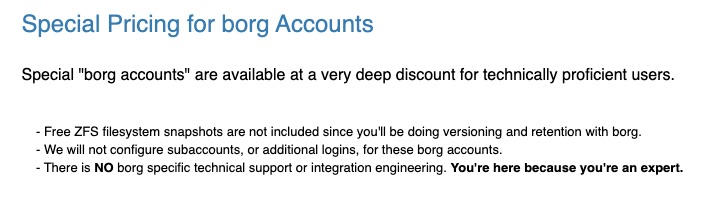 stoege's tweet image. did i mention that i really like #borgbackup for offsite #backup at #rsync.net ? &quot; - There is NO borg specific technical support or integration engineering. You&apos;re here because you&apos;re an expert.&quot; :-) rsync.net/products/borg.…