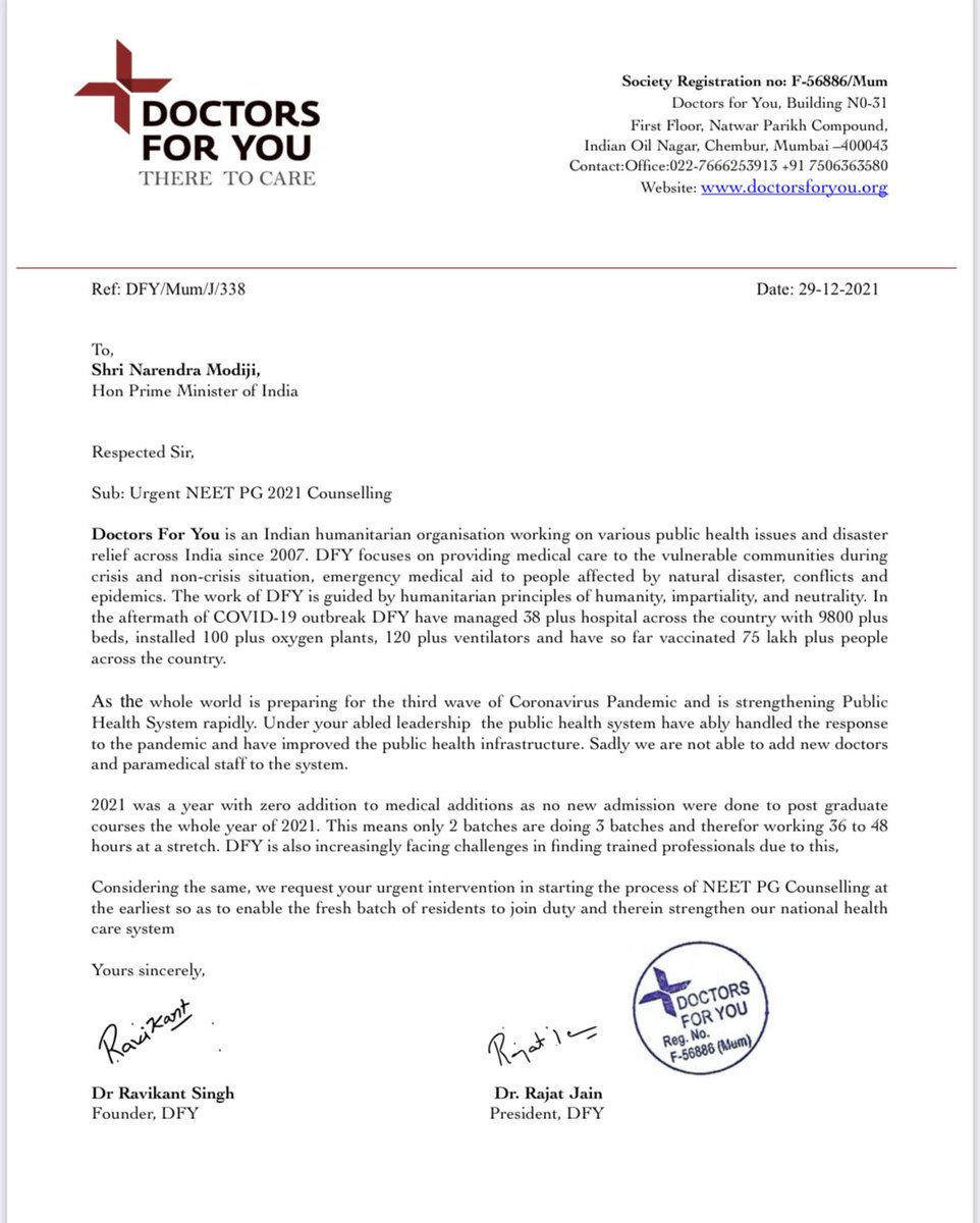 doctorrajat's tweet photo. Request honourable prime minister Shri Narendra Modi to intervene @PMOIndia @narendramodi @FordaIndia @BDUTT @ANI @DFYIndia https://t.co/K1bLcQCXu4