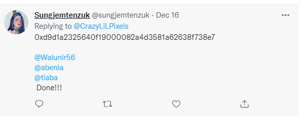 CrazyLiLPixels's tweet photo. Congrats to 3 winners of the MINTED CLPR's 🥳🥳
@capriej @sungjemtenzuk @Im__Stinnie 
  
if you haven't placed your address send us a dm to receive your CLPR's 

CLPR's to the moon!!!🌚🌛🚀🚀🚀
Merry Xmas everyone! 🎅🎄🇨🇽 https://t.co/OkpZ6q9ELI