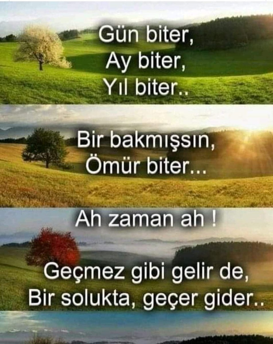 Sfran_34's tweet image. Gün biter, 
Ay biter, 
Yıl biter, 
Bir bakmışsın ömür biter, 
Ah zaman ah,  
Geçmez gibi gelir de, 
Bir solukta gelip geçer.
