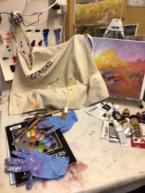 Three great WAVE Artists, #Photography by Michael Long, #Watercolour by JoAnne Gullachsen and Lorraine Bohn’s studio space and her #Acrylic studies.  Always working to achieve perfection in all they do. #interlakeartists #waveartistsstudiotour #madeinmanitoba #exploremanitoba