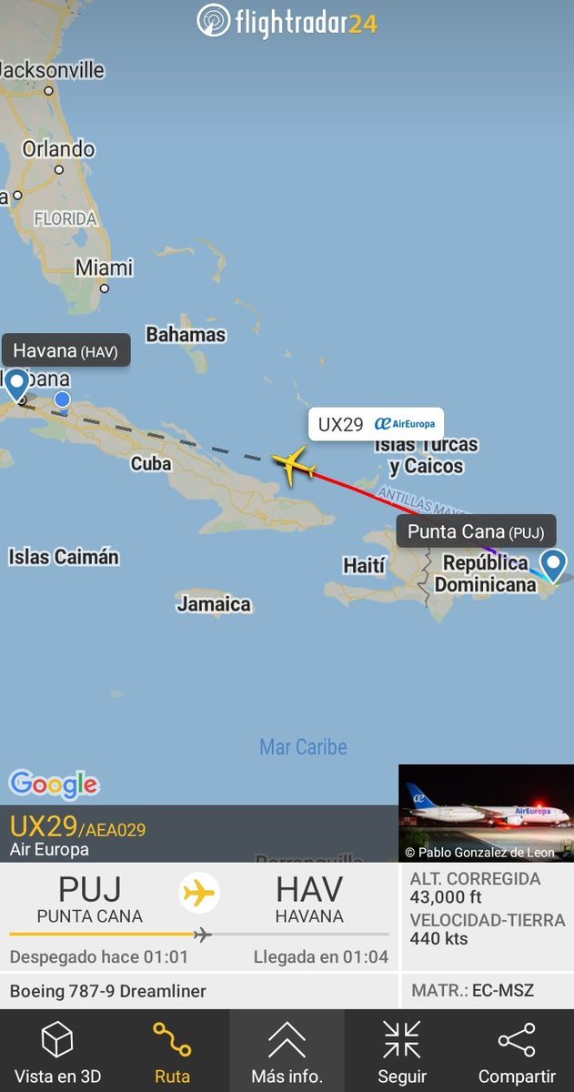 FlconEYES's tweet photo. ✈️#ECMSZ de #AIREUROPA con ruta: Madrid-Punta Cana-Habana ahora retornando a Madrid 🧐🧐
Que clase de bisne, el que se quede medio mareao en Pta Cana, tiene retorno garantizao pa q ni hable.
#HappeningNow #OSINTCuba #cuavion #Cuba #29Dic
➡️https://t.co/Eegi57mmik https://t.co/6Ax9BXzpB9