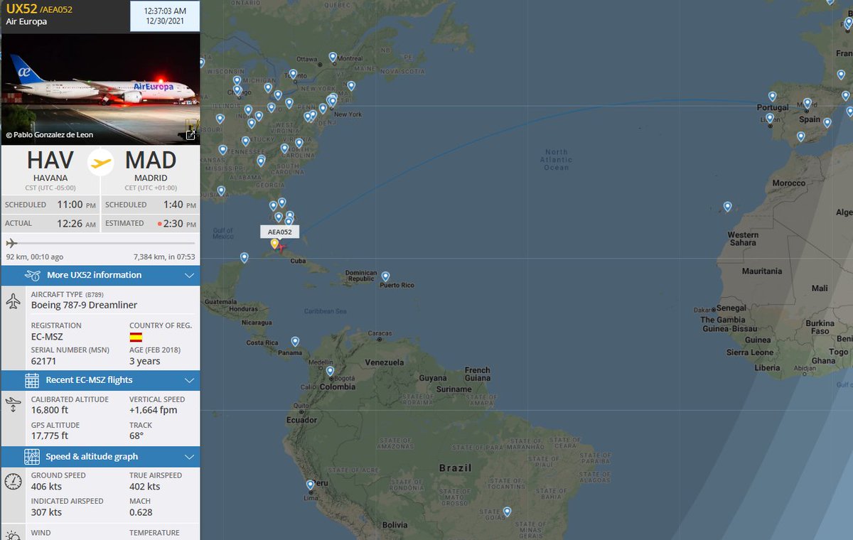 FlconEYES's tweet photo. ✈️#ECMSZ de #AIREUROPA con ruta: Madrid-Punta Cana-Habana ahora retornando a Madrid 🧐🧐
Que clase de bisne, el que se quede medio mareao en Pta Cana, tiene retorno garantizao pa q ni hable.
#HappeningNow #OSINTCuba #cuavion #Cuba #29Dic
➡️https://t.co/Eegi57mmik https://t.co/6Ax9BXzpB9