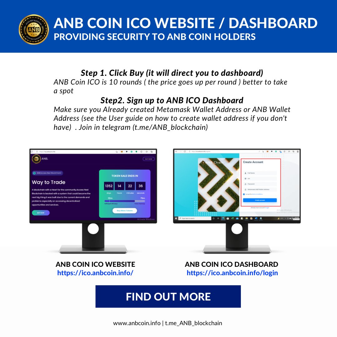anbblockchain's tweet photo. ANB Chain will provide a user guide on how to Access ICO Dashboard and website!
ANB Chain developed its own dashboard so that holders will have security of there assets.
Join our telegram to download the user guide : https://t.co/tuLJ2I0uoH
#ANBcoin #ANBblockchain https://t.co/z22GOaIcK4