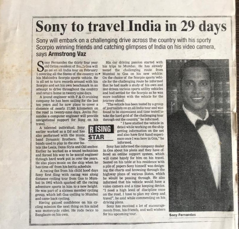 goanarmie's tweet photo. Sony Fernandes has done some dare devil trips across India on his #mahindra #Scorpio vehicle
pride of #Orlim #salcete #southgoa #india, he completed his journey across 28 state capitals of #India in 28 days in 2005 @anandmahindra @mahindra @MahindraRacing @tech_mahindra https://t.co/sikRUlYeaP