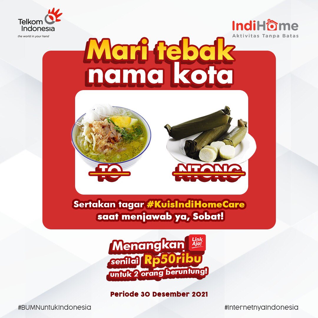 IndiHomeCare's tweet image. Selamat hari Kamis, Sobat!

Yuk, tebak apa nama kota yang dimaksud!

Tulis jawabanmu dan dapatkan hadiah saldo LinkAja Rp50ribu untuk Sobat yang beruntung! 

Jangan lupa follow @IndiHomeCare dan sertakan tagar #KuisIndiHomeCare saat menjawab ya!😉
