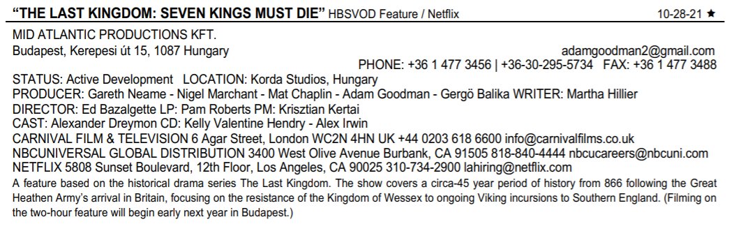 dodgerfan4life9's tweet photo. The Last Kingdom: Seven Kings Must Die is in active development for Netflix. #netflix #netflixfilming #thelastkingdom https://t.co/NIMUO9a0IS