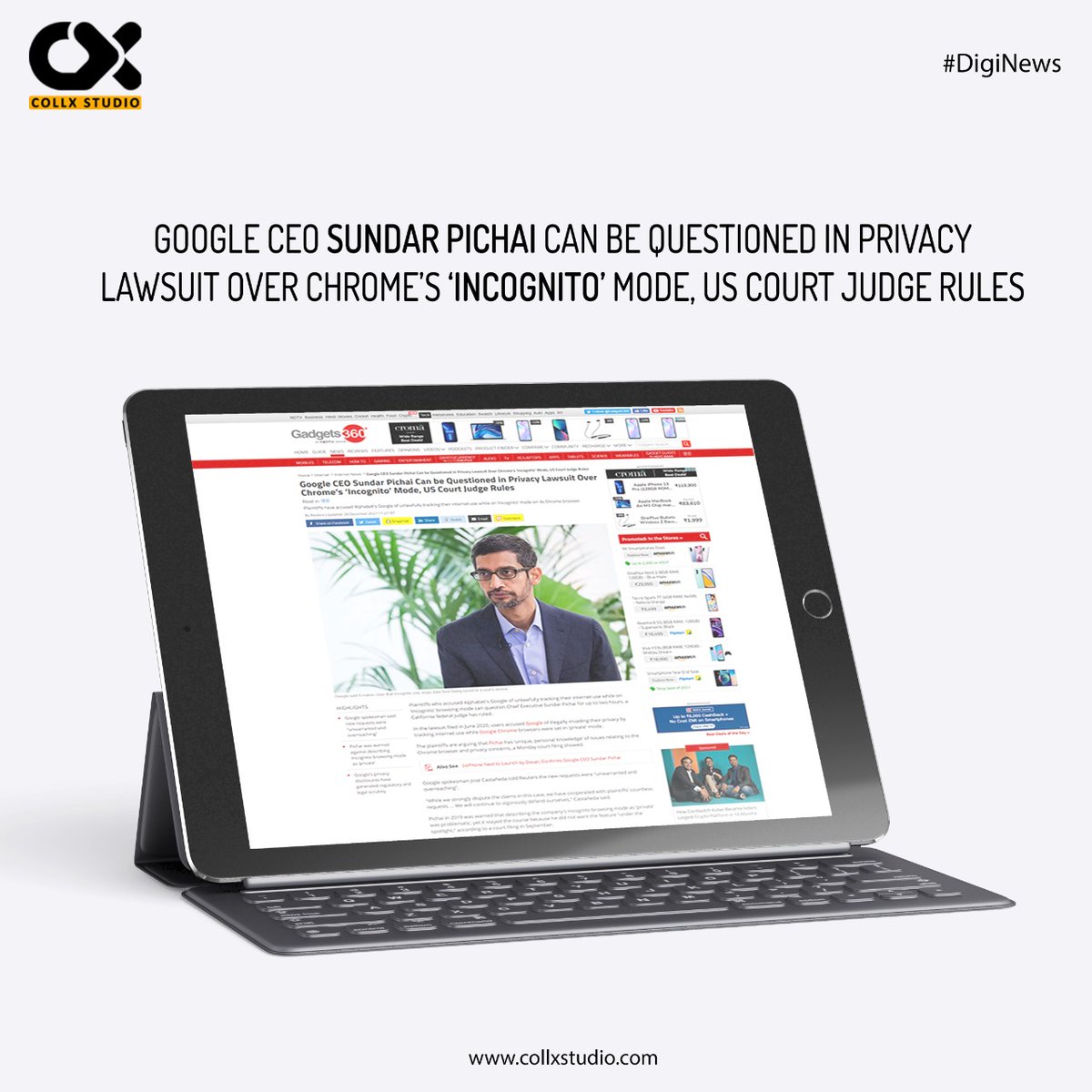collxstudio's tweet photo. Stay Tuned With Collx Studio For More Such Tech Updates
Contact Us Now At +91 8383048852 or mail us at info@collxstudio.com 

#diginews #news #breakingnews #ceo #sundarpichai #google #googleceo #technews #technology #court #rule #incognito #incognitomode #privacy https://t.co/c8mwofAKGY