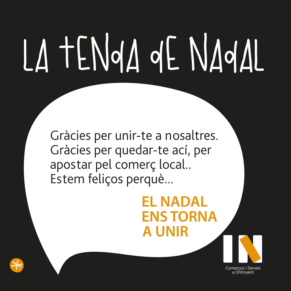 💫 La Tenda de Nadal continua rebent les vostres visites! 

🛍Un espai únic on trobar tot el que necessites i més! Perquè a Comerç IN estem SEMPRE AL TEU COSTAT. 

⏰ Oberts de 10:00 a 21:00. No tanquem a mig dia per facilitar-te les teues compres! 

Acosta't, t'estem esperant.