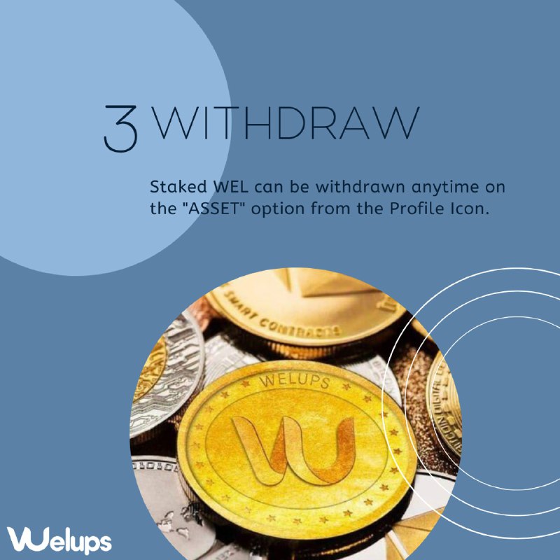 WelupsA's tweet photo. Follow these steps to earn more WEL.
FREEZE, VOTE and then WITHDRAW on https://t.co/dWIoTy7ohH. 

#WEL to the moon
#WELUPS https://t.co/GYJKe0tI8J
#Listing on 3 international Exchanges - LBank, Latoken &amp; https://t.co/8RrcVo7WeY. https://t.co/KyxVGBIPCs