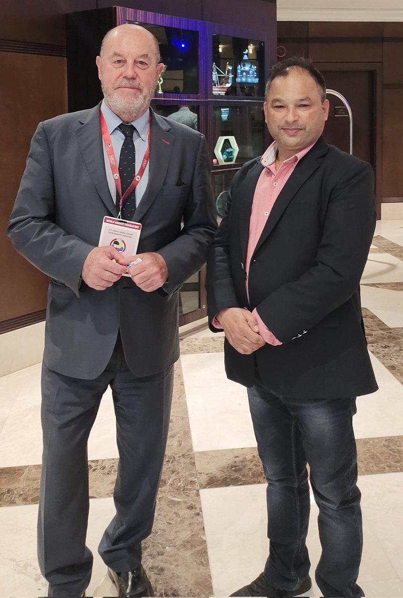 senseijagmohan's tweet photo. Some Of The 
GREATEST PLEASURES in Life Are 
DOING WHAT  People Say 
YOU CAN NOT Do.
With World Karate Federation's President Mr. Antonio Espinos During WKF Senior World Karate Championships at Dubai, UAE. https://t.co/rhaElRyycc
