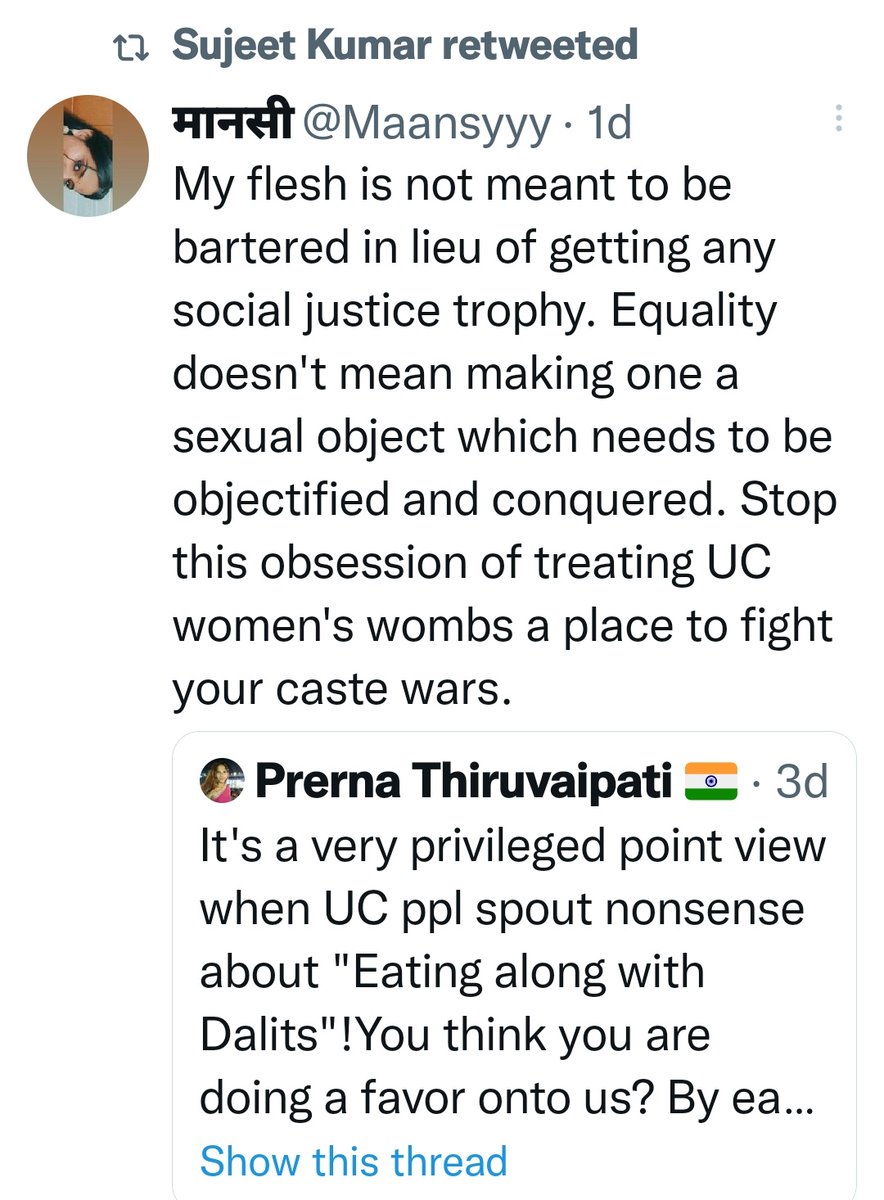 joBeeGeorgeous's tweet photo. You ignore #GradedSlavery
What '#merit ?
Where 'varna' was misused against DBA communities that are the majority of Indians. Denying them education n choices of employment.
Also, BODIES of #Devdasis n SC ST women used for prostitution by Brahmins in temples n houses. https://t.co/8YdugMWX0T