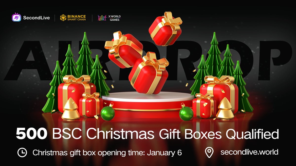 Join #XWG Whitelist to win Gift Box🎁during#BSC Xmas in <a href="/SecondLiveReal/">SecondLive</a>!Reward Pool at $52,000+so far!

📝Tasks:Follow <a href="/SecondLiveReal/">SecondLive</a> and <a href="/xwg_games/">X World Games</a> retweet this twitter

500 lucky winners qualified to access#First-ever Meta Xmas pavilion Top200 Ref+300 random draw

⏰End:4thJan