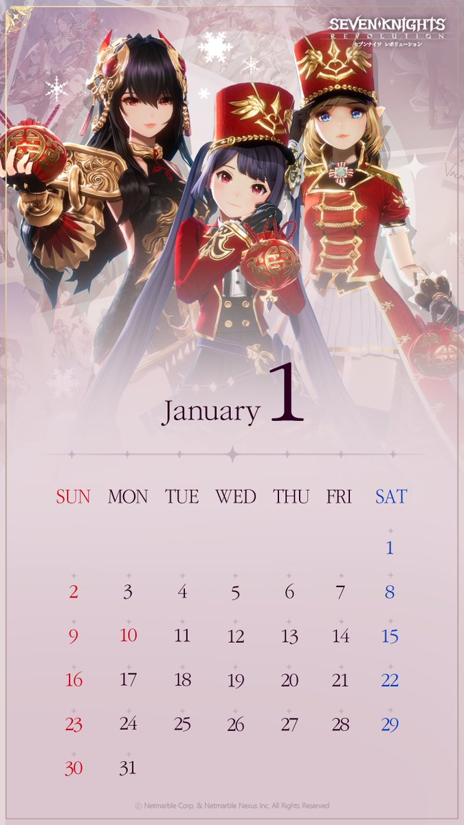SenaRevo's tweet photo. 📅カレンダープレゼント📅

新たな年に向けてセナレボ制作チームから新年のカレンダーが届きました✨

2022年も『セブンナイツ レボリューション』をよろしくお願いいたします🎉

※こちらはスマホ用/PC用の壁紙となります
#セナレボ https://t.co/CJ4igSIJvJ
