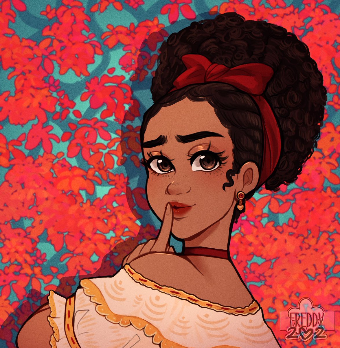 Art_202's tweet photo. “Cousin Dolores, can hear this whole chorus a mile away~”

Dolores doodle rewatching #Encanto . Her design is my favorite hands down ❤️ https://t.co/IzoJNXg58M