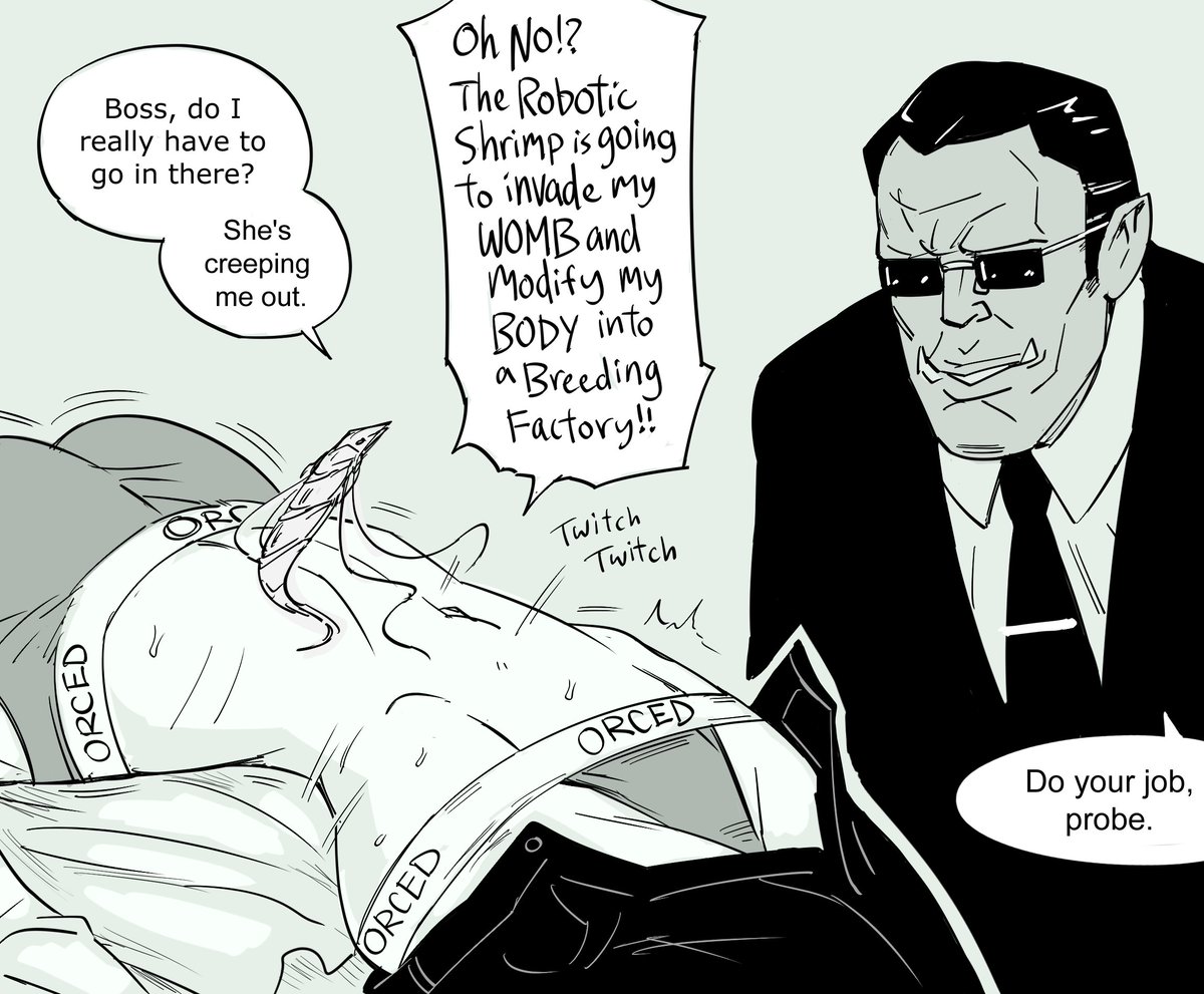 baalbuddy's tweet photo. Patreon request for Elf parody of the interrogation scene at the beginning of The Matrix. https://t.co/EMGYUeutUo