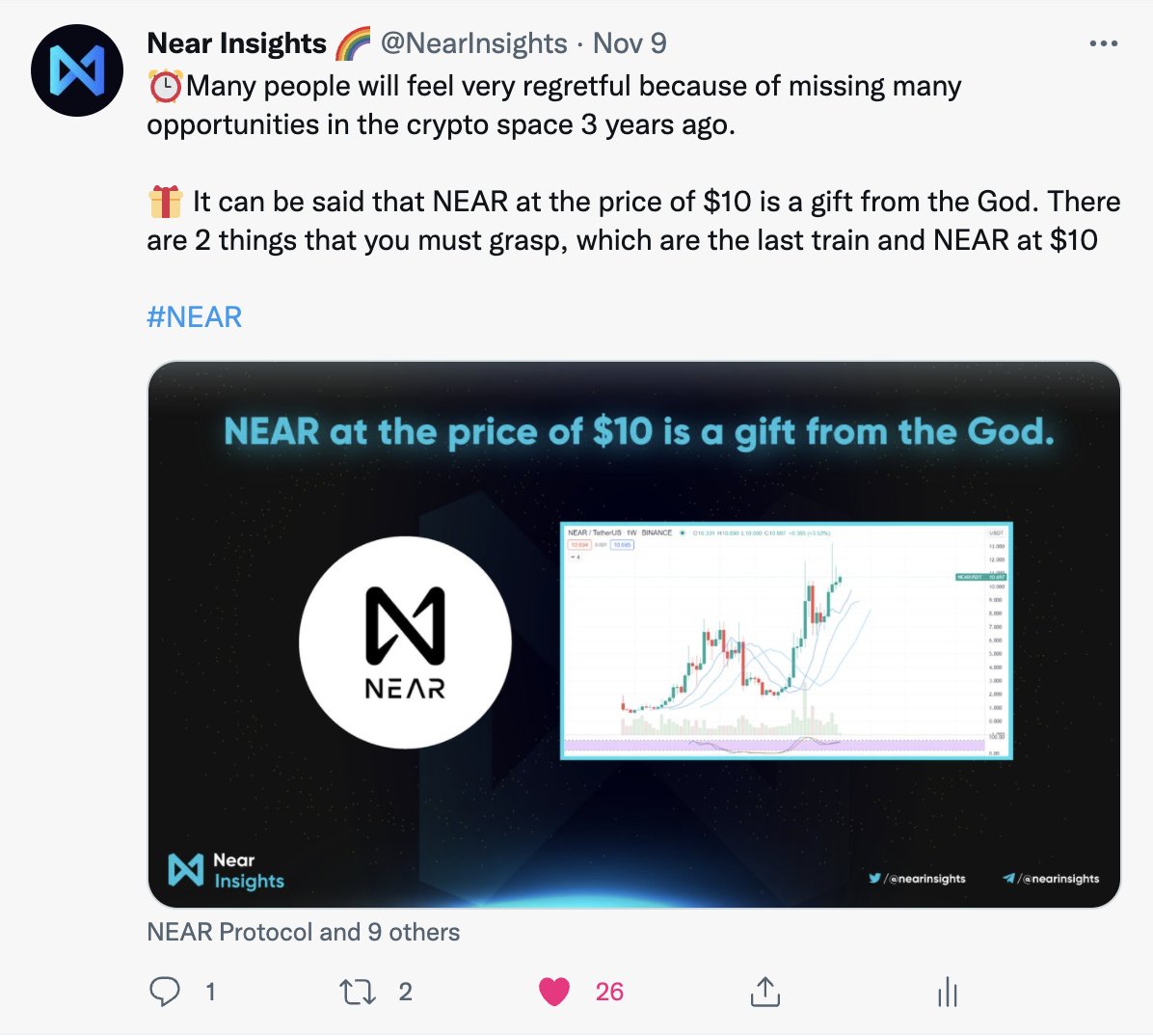 NearInsights's tweet photo. Remember how I said before that @NEARProtocol  under 10$ is a gift, Did you get that gift?

🎁🎁🎁🎁

#NEAR #NearInsights https://t.co/Z2dUIRakNT