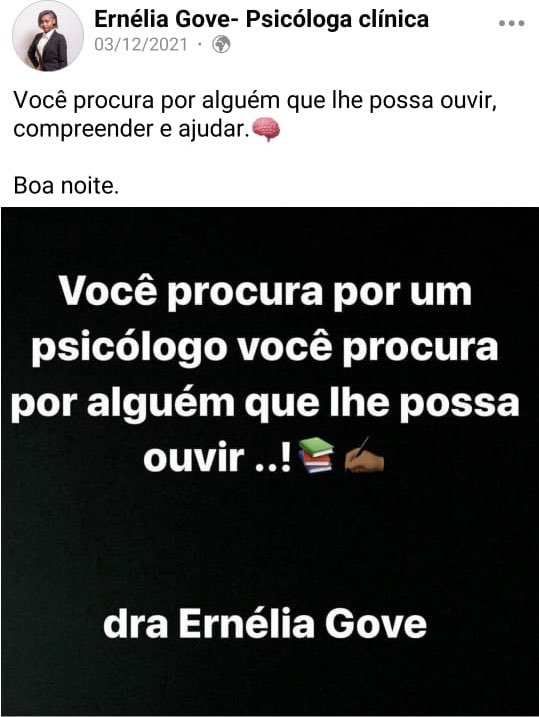 NanyProblema's tweet photo. Olá como você está ? 
Talvez exista alguém nesse momento precisando de ajuda, então já existe uma página onde melhor será publicado todo conteúdo da psicóloga Ernélia Gove. 
🙏🏽 https://t.co/LKLntZ2RDw