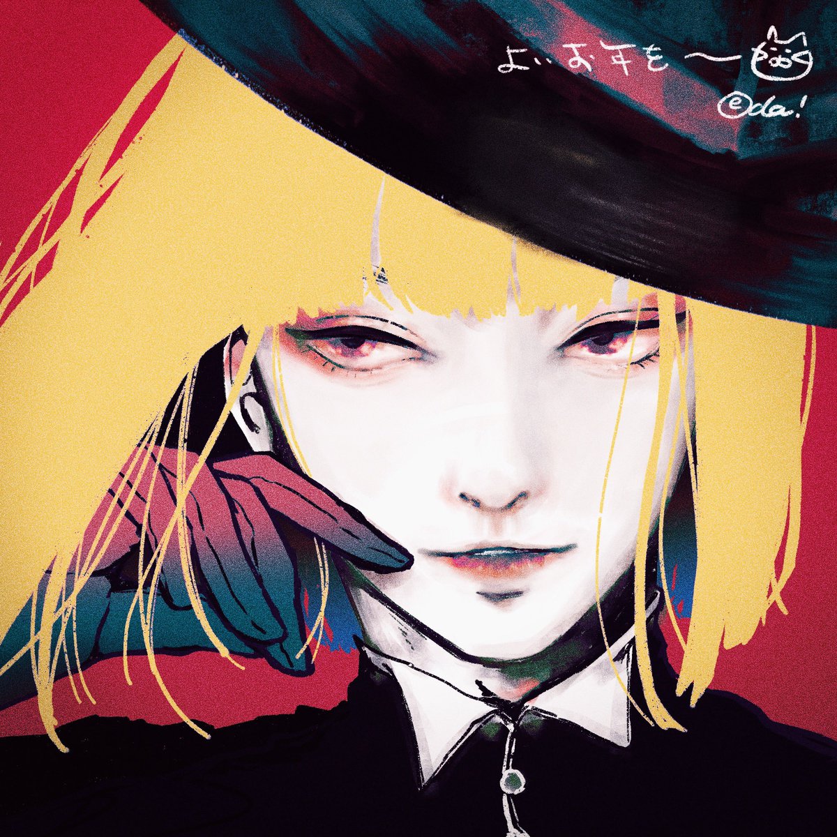 1girl solo blonde hair hat gloves witch hat bangs  illustration images
