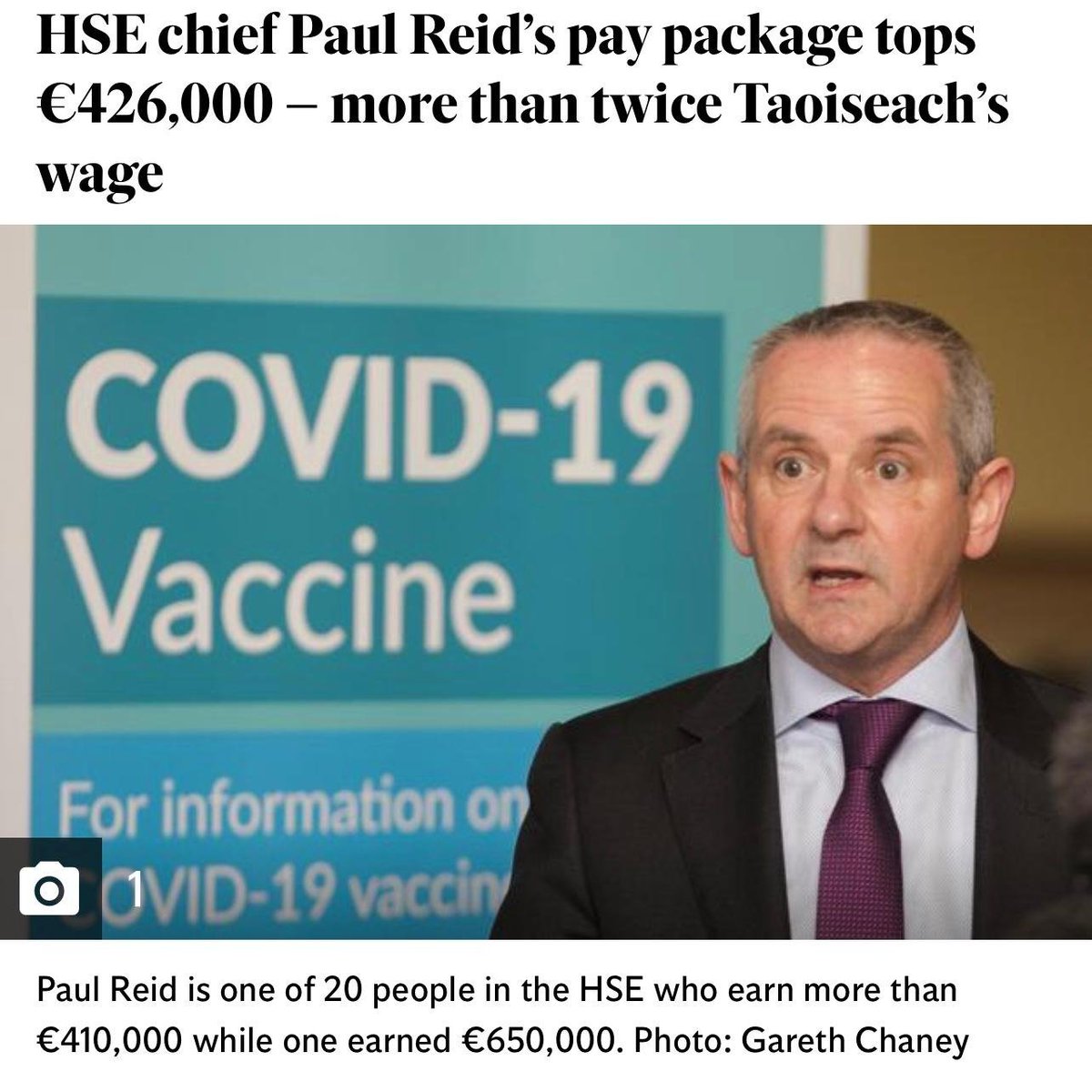 Portuguese PM    €70,023

Spanish PM         €82,978

Head of WHO     €146,534

Taoiseach            €186,831

CEO of NHS        €232,272
 
<a href="/paulreiddublin/">Paul Reid</a>  €426,103

€426,103, plus a chauffeur, for what? A broken health system, all on FFG’s watch - that’s what.