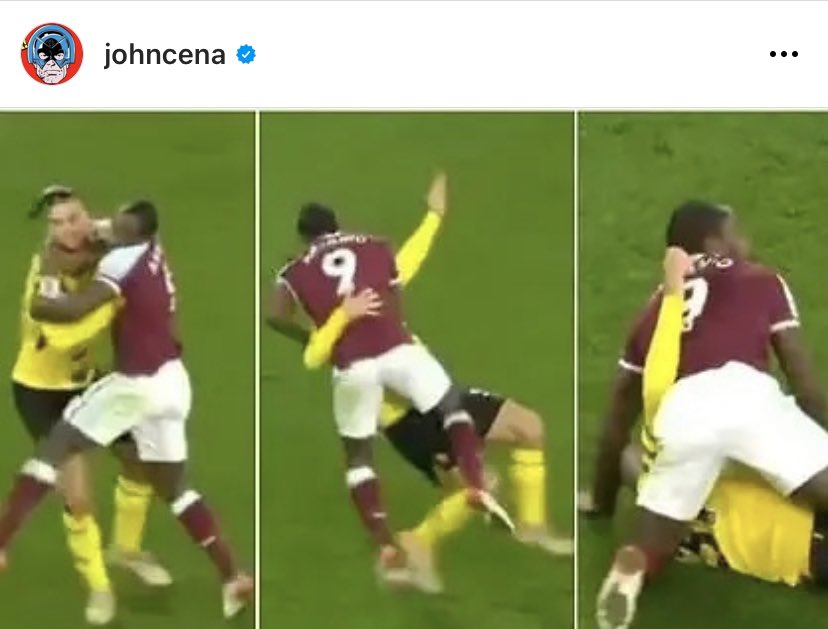 wweontnt's tweet photo. John Cena endorsing @Michailantonio caps off a fine year for @WestHam 😂⚒️ https://t.co/6LmBRDqdbG