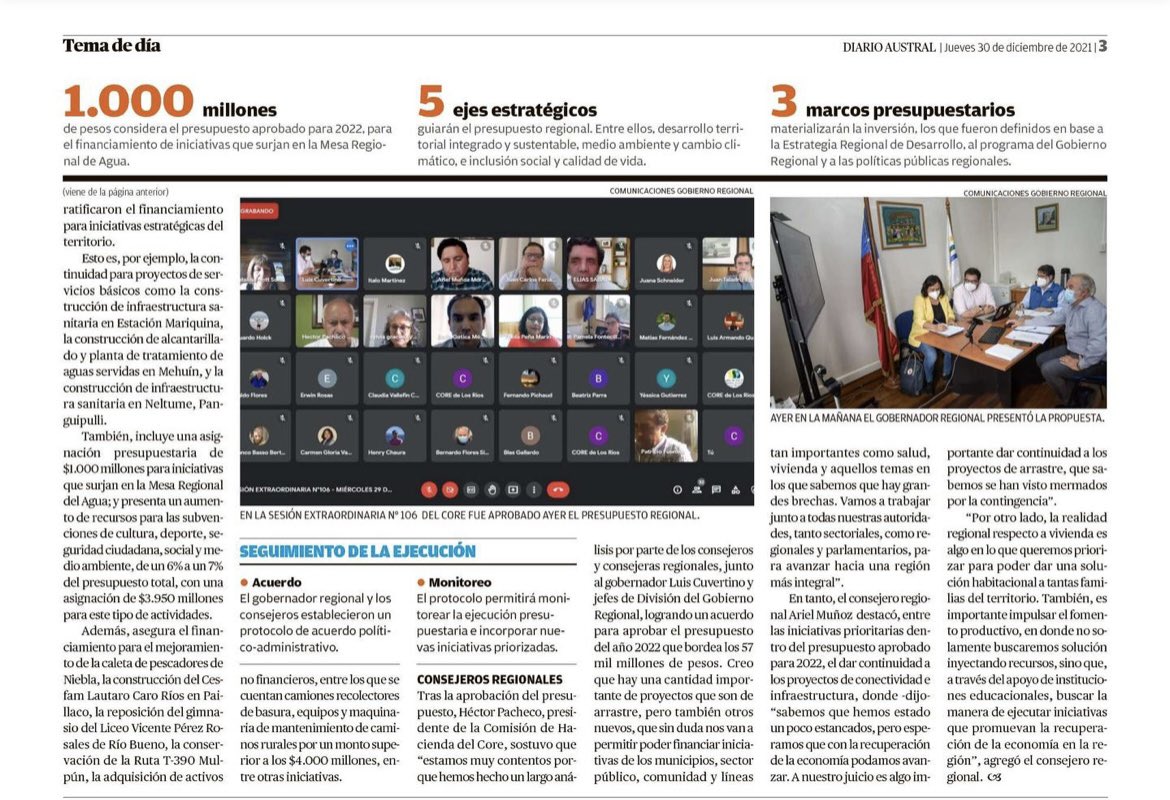 corelosrios's tweet photo. PRENSA 🗞

Nuestro Consejo Regional de Los Ríos aprobó el presupuesto FNDR para el año 2022, por una inversión de $57 mil millones, documento que contiene las grandes iniciativas planteadas por municipios y servicios públicos de nuestro territorio! 

Más detalles👇

#valdiviacl https://t.co/lVK31VjAS0
