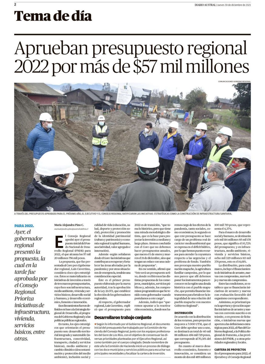 corelosrios's tweet photo. PRENSA 🗞

Nuestro Consejo Regional de Los Ríos aprobó el presupuesto FNDR para el año 2022, por una inversión de $57 mil millones, documento que contiene las grandes iniciativas planteadas por municipios y servicios públicos de nuestro territorio! 

Más detalles👇

#valdiviacl https://t.co/lVK31VjAS0