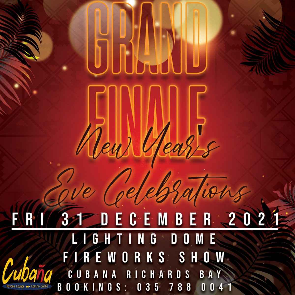 CubanaR_Bay's tweet photo. A whole mood knowing tomorrow is F R I D A Y ‼️🚀🚀🚀

Let's wrap up 2021 together at Cubaña Richards Bay, enjoy a fireworks show and lighting dome. It's going to be  🔥 | Strict COVID-19 Protocols Apply. 

#ComeSeeandBeSeen https://t.co/M83lKI2cFY