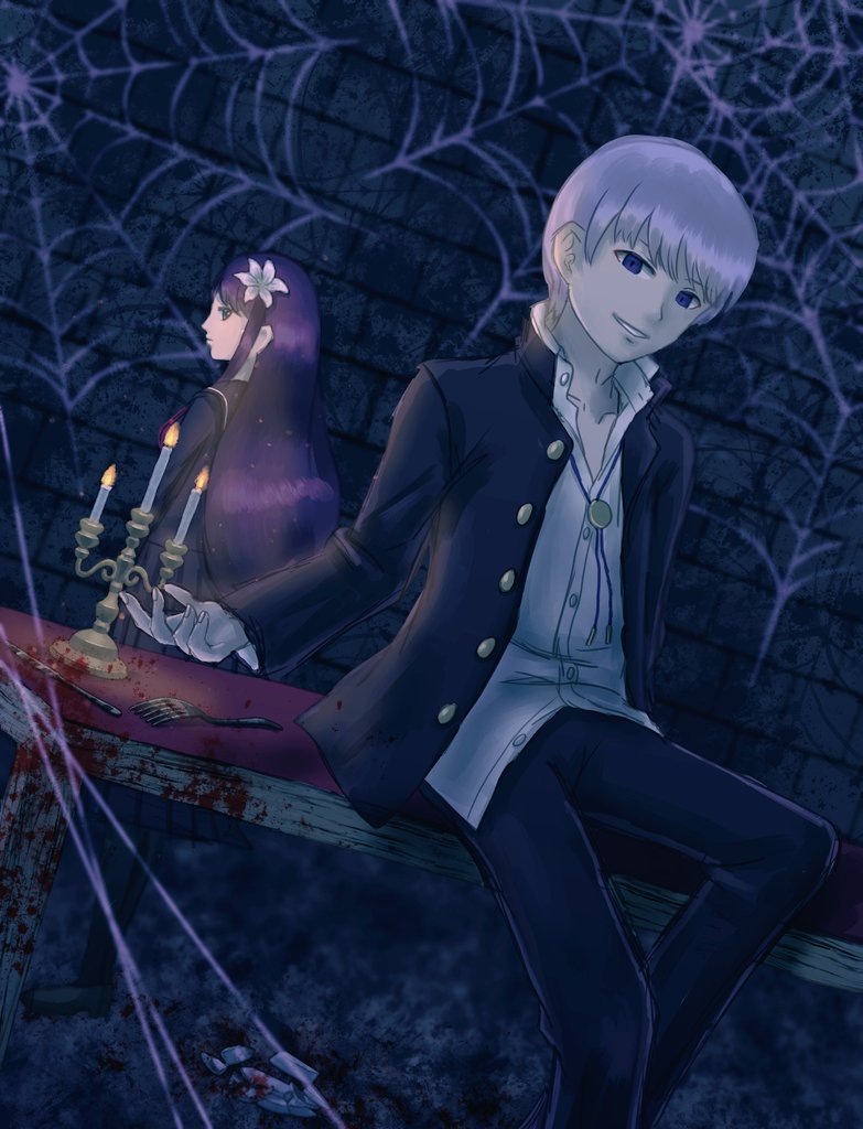 _Mimi_dqx's tweet image. ビャクヤくんとツクヨミさん
（アンダーナイトインヴァース初描き）