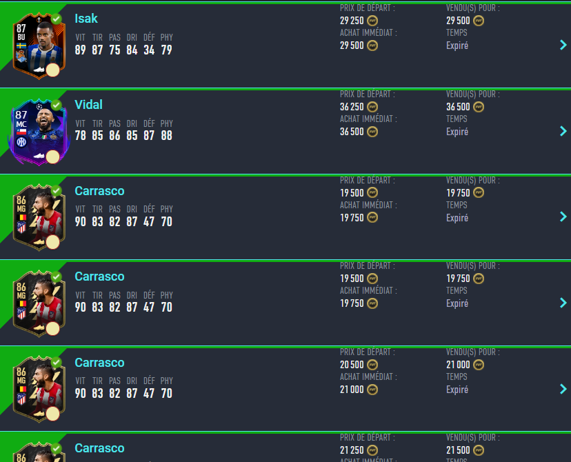 FifaOniso's tweet photo. Jeudi magique avec le discord vip ;) 
J'ai pas poster toutes les ventes mais en voila une partie. (  plus de 200k net depuis hier 19h ) 
DM pour rejoindre #FUT22 https://t.co/wIQjHSnj8J