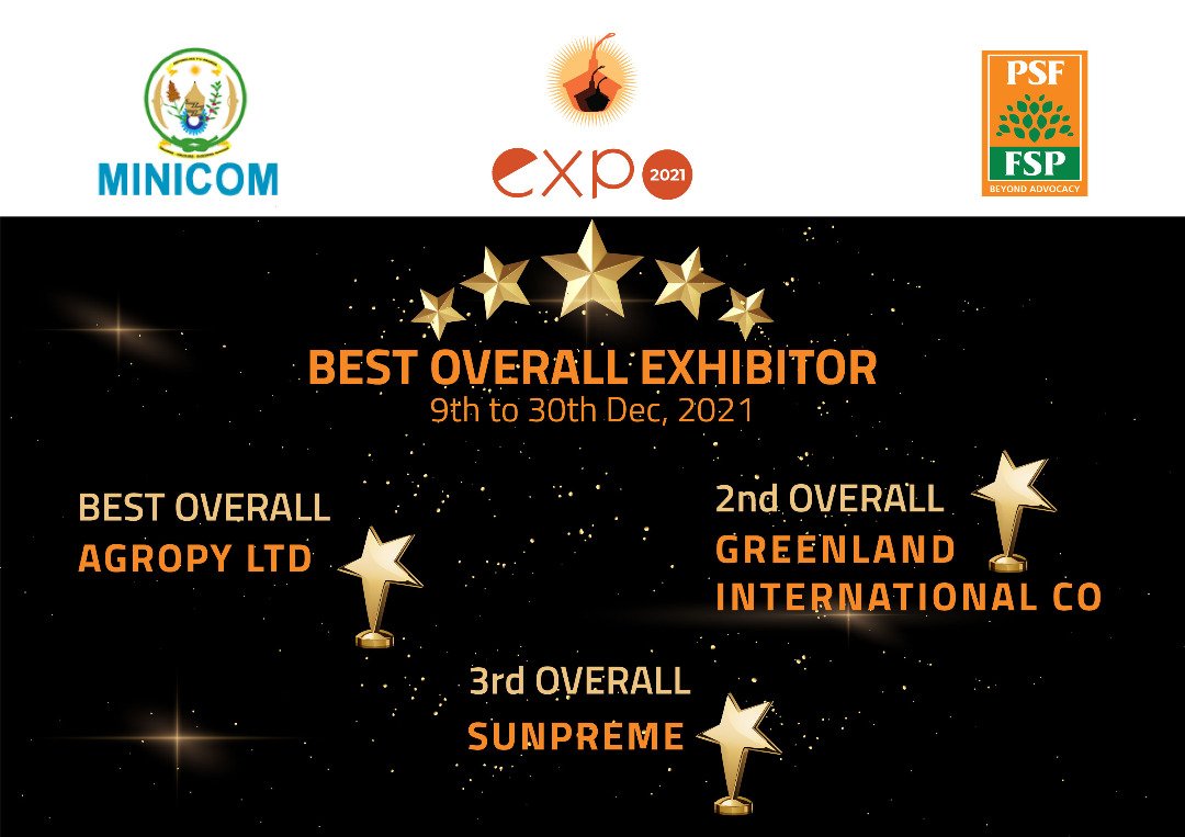 PSF_Rwanda's tweet photo. #BreakingNews :
AGROPY LTD has been selected as the Best Overall exhibitor of the 24th edition of the Rwanda International Trade Fair. 
#RITFAt24 https://t.co/WvToTXNyZV