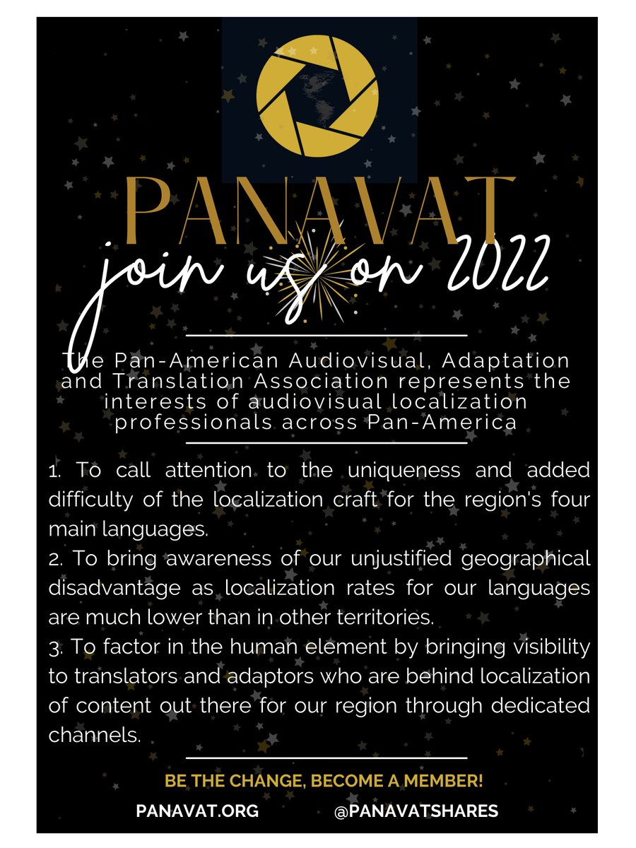 PanavatShares's tweet photo. Happy 2022 to all Audiovisual Translators! Be the change. Become a member!

#fromCanadatoPatagonia #PANAVATshares #AVT #translation #comejoinus #bethechange #happy2022 https://t.co/4pTUylbwPD