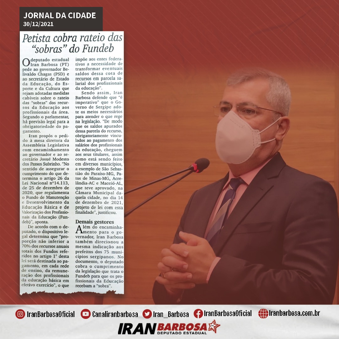 Iran_Barbosa's tweet photo. 📰🗞️ Matéria publicada no #JornaldaCidade que circula nesta quinta-feira, 30.
#IranBarbosaNaImprensa
#AtuaçãParlamentar
#MandatoPopular
#Noticia
#Informação
#Educação
#Estado
#Rateio
#Fundeb https://t.co/fMCIW7dJ7N
